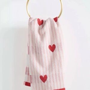 NEW Anthropologie Icon Stripe Bath Towel Collection, Pink, Hearts